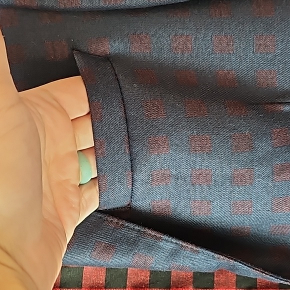 Men's Jack Romeo navy Blazer with wine colored squares size 48 drop 6 - Picture 8 of 13